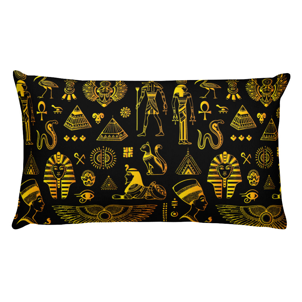 Rich Ancient Egyptian Mystical Symbols Premium Indoor Pillow (20X12 OR 18x18) - Hand Made to Order - falooka
