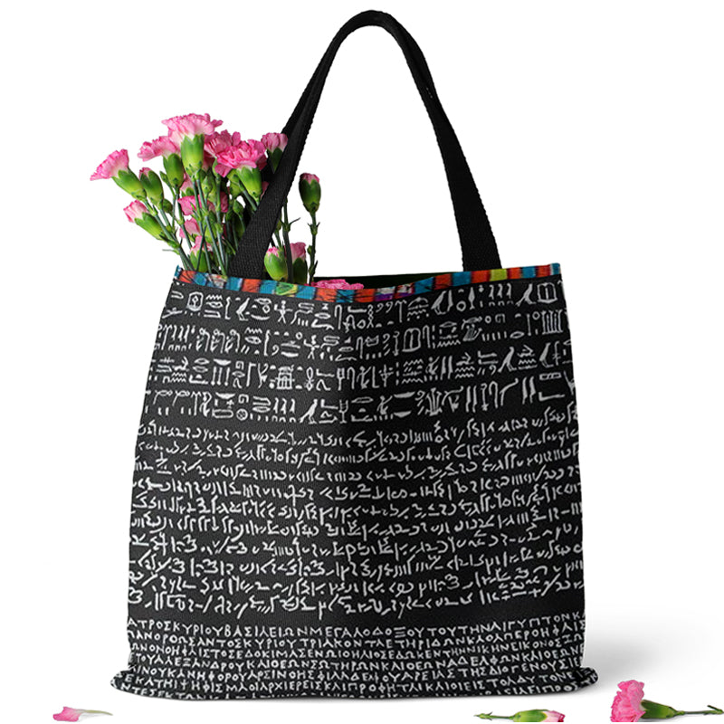 Rosetta Stone Design on Tote Bag (15X15) - Hand Made to Order - falooka