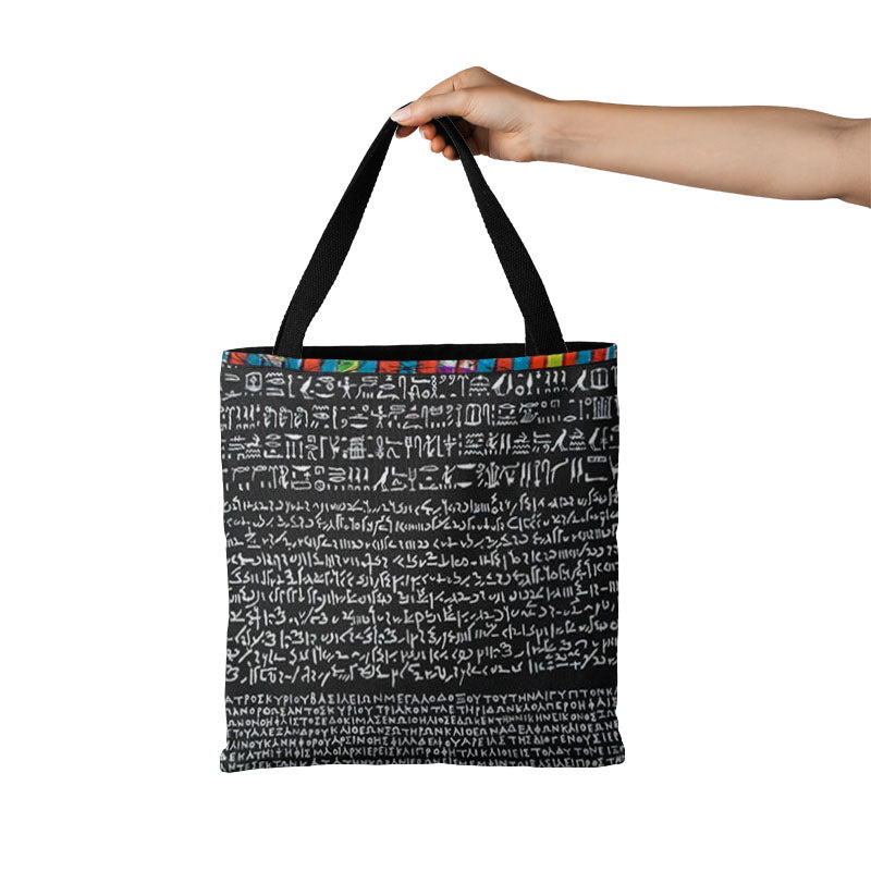 Rosetta Stone Design on Tote Bag (15X15) - Hand Made to Order - falooka